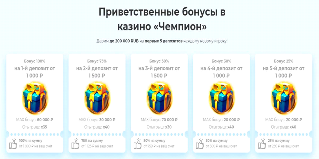 champion casino bonuses